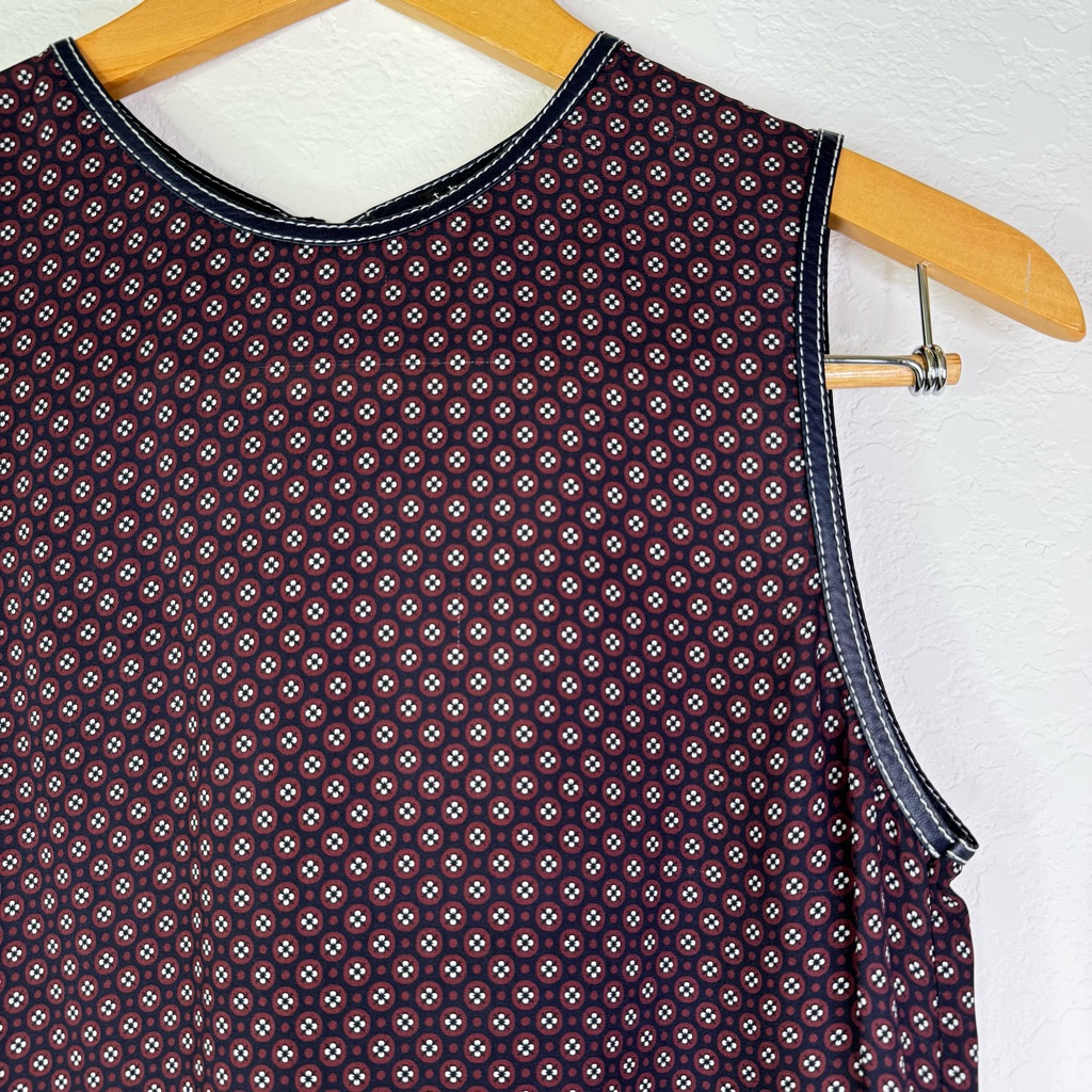 Theory Bingham Silk Leather Trim Top Size Tp